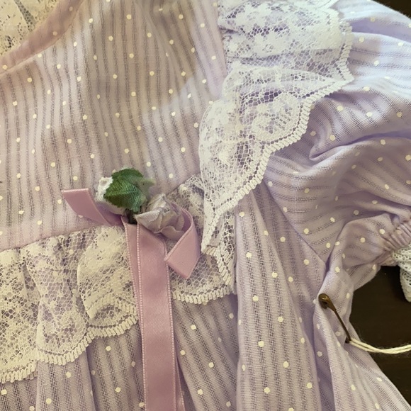 Vintage lavender light purple polka dot lace dress 12 months baby new ruffles - Picture 3 of 9